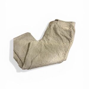 Ralph Lauren Embossed Floral Capris in Light Beige